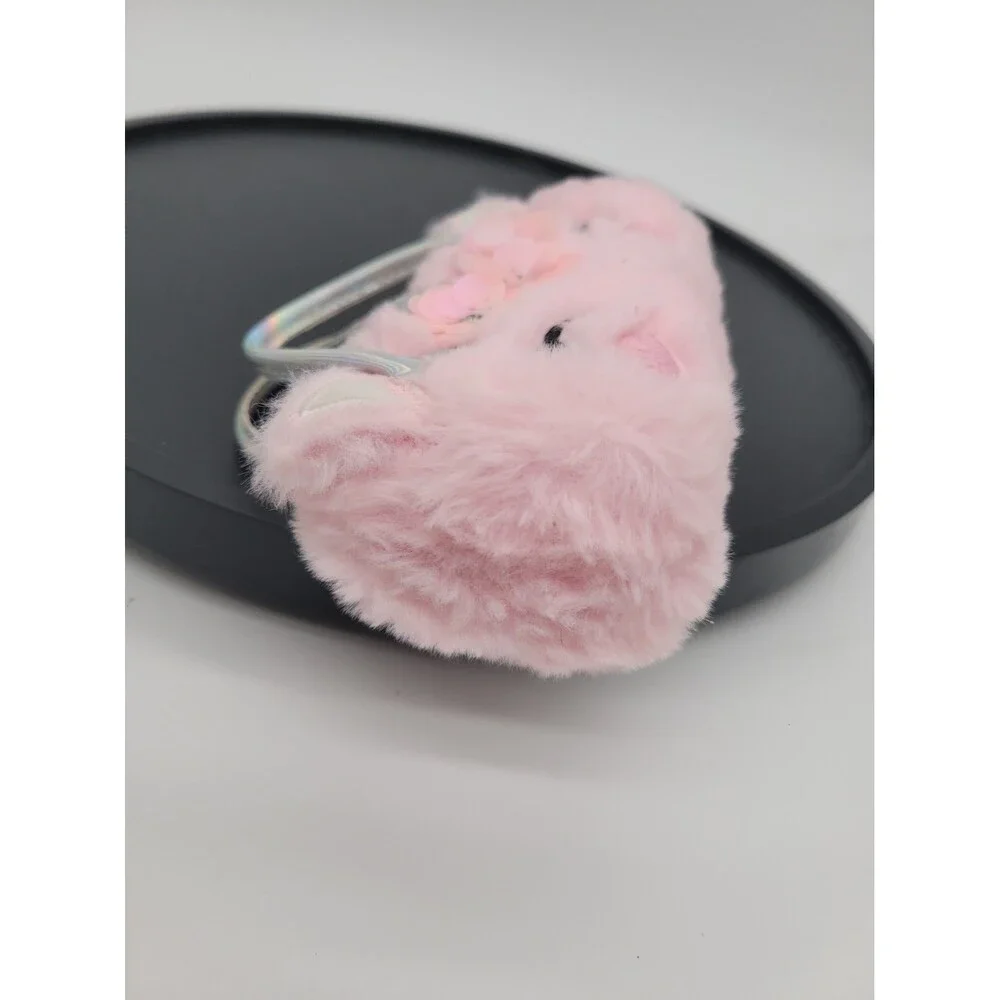 Eyeglass/Sunglass Case, Faux Pink Fur Unicorn w/Silver Horn & Carry Handles
